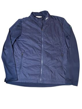 KJUS Navy Blue Retention Jacket Mens Size 54 XL Full Zip Pockets Diamond Quilted